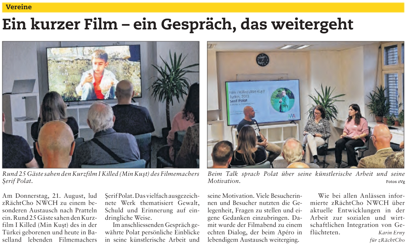 Muttenzer & Prattler Anzeiger: Ein kurzer Film – ein Gespräch was weitergeht